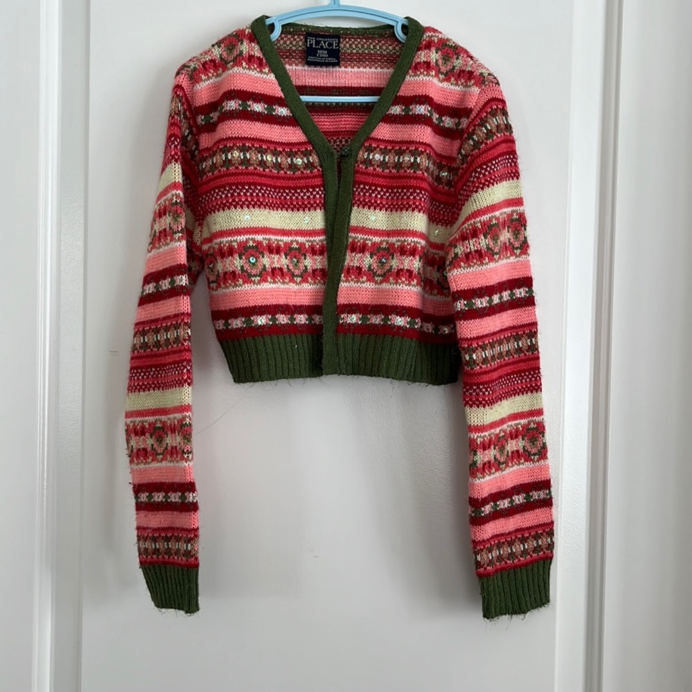 Children's Place fair isle cropped cardigan size medium (7/8)